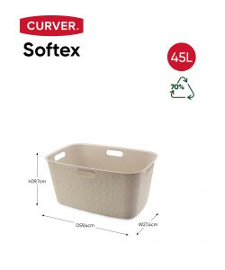 Keter Cesta Portabiancheria Softex Bianco Gesso 45L con Maniglie