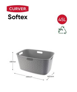 Keter Cesta Portabiancheria Softex Tortora 45 Litri con Maniglie