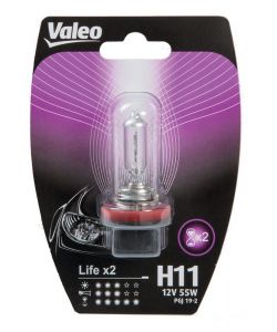 H11 lampada singola auto 12V 55W life x2 attacco PGJ 19-2