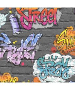 DUTCH WALLCOVERINGS Carta da Parati Graffiti Multicolore L179-01