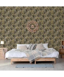 DUTCH WALLCOVERINGS Carta da Parati Palm Trees Oro e Nero