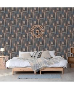 DUTCH WALLCOVERINGS Carta da Parati Wood in Blu e Marrone