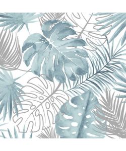 DUTCH WALLCOVERINGS Carta da Parati Motivo Foglie di Monstera Blu