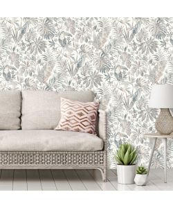 DUTCH WALLCOVERINGS Carta da Parati Motivo Foglie e Tucano Beige