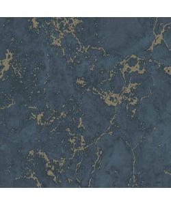 DUTCH WALLCOVERINGS Carta da Parati Motivo Marmo Blu e Oro