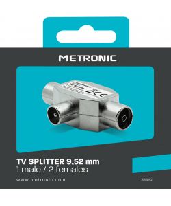 Metronic Distributore TV Splitter Coassiale a T Grigio 1 Ingresso 2 Uscite