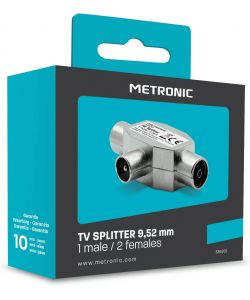 Metronic Distributore TV Splitter Coassiale a T Grigio 1 Ingresso 2 Uscite