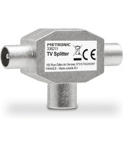 Metronic Distributore TV 2 Vie Schermato Grigio 55x35x17 mm UHF 40-860 MHz