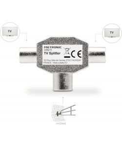 Metronic Distributore TV 2 Vie Schermato Grigio 55x35x17 mm UHF 40-860 MHz