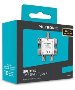 Metronic Splitter TV/Sat 2 Uscite Grigio 5x3x2 cm Schermato in Metallo