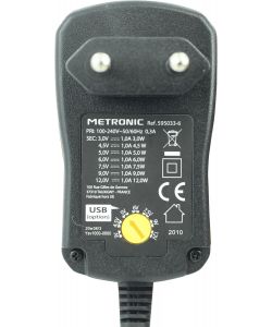Metronic Alimentatore Universale 1000mA Nero con 6 Connettori Inclusi