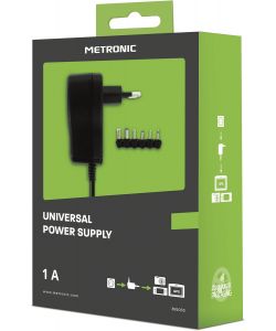 Metronic Alimentatore Universale 1000mA Nero con 6 Connettori Inclusi