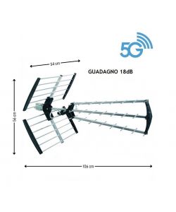 Metronic Antenna Esterna UHF Spina F - Guadagno 18 dB - Protezione 5G
