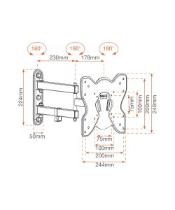 Metronic Supporto TV da Parete Inclinabile Nero 28-42 Pollici 25kg