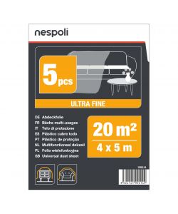 Nespoli Set 5 Teli Protezione Trasparenti 4x5m per Mobili e Pavimenti