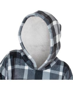 Felpa Calda Scozzese Oversize Morbida con Cappuccio e Tasca