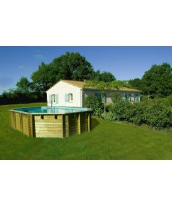 Piscina Vermela Ovale Legno 672 x 472x 146 h cm