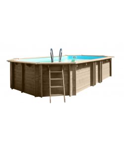 Piscina Vermela Ovale Legno 672 x 472x 146 h cm