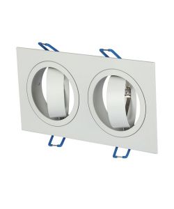 Portafaretto LED da Incasso Quadrato 2xGU10 e GU5.3 (MR16) Corpo in Alluminio Bianco Orientabile