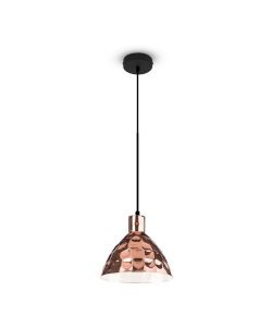 Lampadario LED a Cono in Metallo con Portalampada E27 (Max 60W) Colore Oro Rosa a Specchio d: 300mm