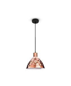 Lampadario LED a Cono in Metallo con Portalampada E27 (Max 60W) Colore Oro Rosa a Specchio d: 220mm
