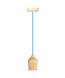 Lampadario LED in Legno con Portalampada E27 (Max 60W) con Cavo Blu