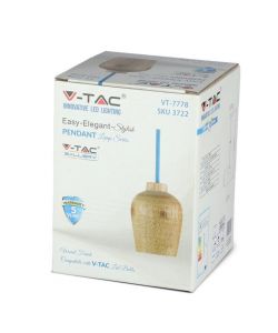 Lampadario LED in Legno con Portalampada E27 (Max 60W) con Cavo Blu