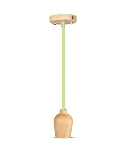 Lampadario LED in Legno con Portalampada E27 (Max 60W) con Cavo Verde