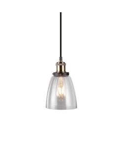 Lampadario LED Vintage in Vetro e Metallo con Portalampada E27 (Max 60W) Colore Trasparente