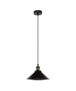 Lampadario LED a Campana in Metallo con Portalampada E27 (Max 60W) Colore Nero Opaco