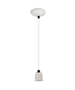 Portalampada in Porcellana E27 (Max 60W) Colore Bianco e Cavo in Corda