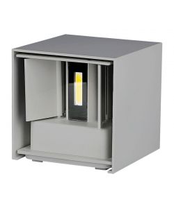 Lampada LED da Muro Quadrata Doppio LED COB 6W 110LM/W Colore Grigio Satinato Fascio Luminoso Regolabile 3000K IP65