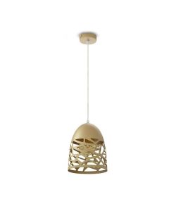 Lampadario LED a Campana in Metallo Satinato con Portalampada E27 (Max 60W) Colore Oro Champagne