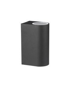 Portafaretto LED da Muro Arrotondato 2 GU10 (Max 2x20W) Colore Nero IP44