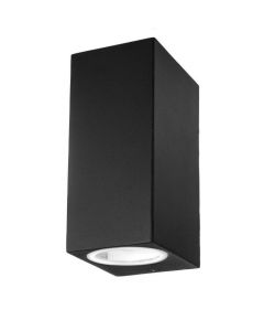 Portafaretto LED da Muro Quadrato 2 GU10 (Max 2x20W) Colore Nero IP44
