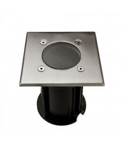 Portalampada da Interramento Calpestabile Quadrato GU10 (Max 35W) Colore Nero e Acciaio IP65