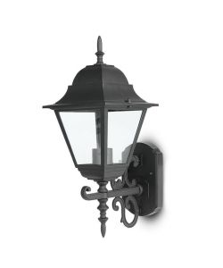 Lampada LED da Muro a Lanterna con Portalampada E27 (Max 60W) Rivolta Verso in Alto Colore Nero Opaco IP44