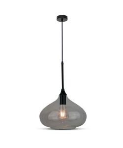 Lampadario LED a Goccia in Vetro Lucido con Portalampada E27 (Max 60W) Colore Nero