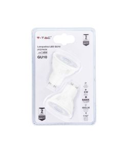 Faretto LED GU10 6W 6400K (Blister 2 pezzi)