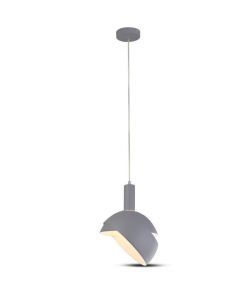 Lampadario LED con Paralume in Alluminio e Portalampada E14 (Max 60W) Colore Grigio