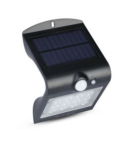 Lampada LED Solare da Muro a Batteria 1,5W 150LM/W 14LED con Sensore PIR Colore Nero 4000K IP65
