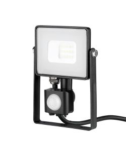 Faro LED Chip Samsung 10W con Sensore di Movimento e Crepuscolare e Interruttore Manuale di Bloccaggio Colore Nero 3000K IP65