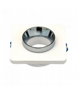 Portafaretto LED da Incasso Quadrato GU10 e GU5.3 (MR16) Corpo in Gesso Bianco con e Metallo Cromato