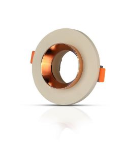 Portafaretto LED da Incasso GU10 Corpo in Gesso Rotondo Colore Bianco con Finitura Oro Rosa