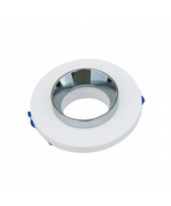 Portafaretto LED da Incasso Rotondo GU10 e GU5.3 (MR16) Corpo in Gesso Bianco e Metallo Cromato