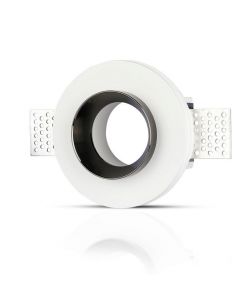 Portafaretto LED da Incasso Rotondo GU10 e GU5.3 (MR16) Corpo in Gesso Bianco e Metallo Nero