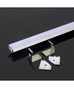 Profilo in Alluminio Angolare Colore Silver per Strip LED (Max l: 12,1mm) Copertura Satinata 2000 x 19 x 19mm