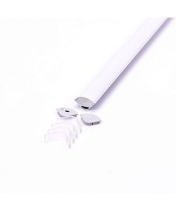 Profilo in Alluminio Angolare Rotondo Colore Silver per Strip LED (Max l: 20mm) Copertura Satinata 2000 x 30mm