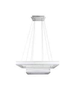 Lampadario LED a Sospensione con 2 Rettangoli 100W in Metallo Colore Bianco 3000K Triac Dimmerabile