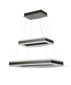Lampadario LED a Sospensione con 2 Rettangoli 100W in Metallo Colore Caff 3000K Triac Dimmerabile